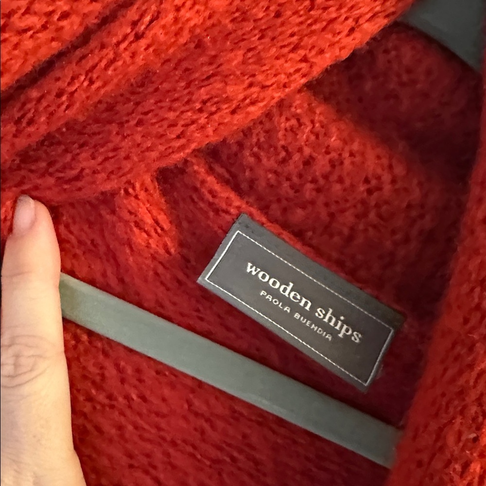 Wooden Ships Paolo Buendia Red Open Sweater cardigan Mohair Wool Blend X/S - Picture 3 of 5